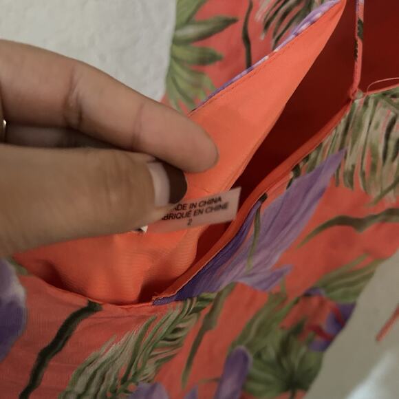 Alice And Olivia Coral Orange Floral Strappy Dress Size 2 - Picture 5 of 7
